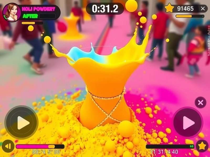 Holi Powder Party gameplay showing colorful powder effects